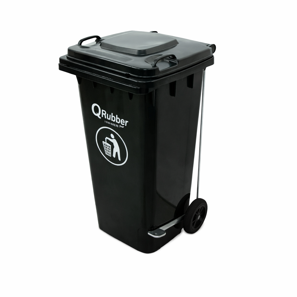 Contenedor de Basura QRubber 120 Litros con Pedal – Compacto y Resistente