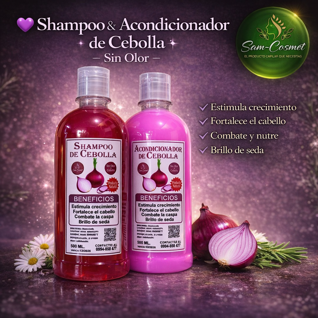 💜 Shampoo & Acondicionador de Cebolla – Sin Olor