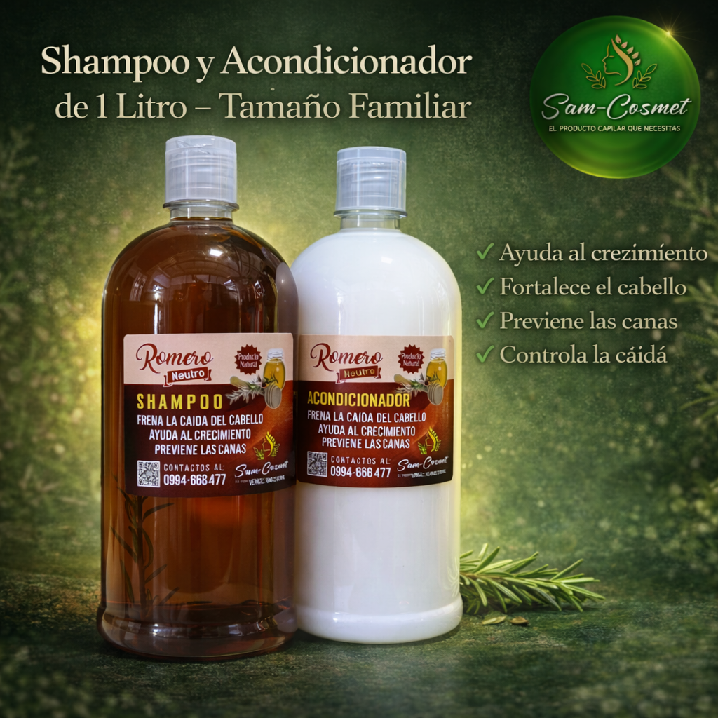 Shampoo y Acondicionador de 1 Litro – Tamaño Familiar 🌿
