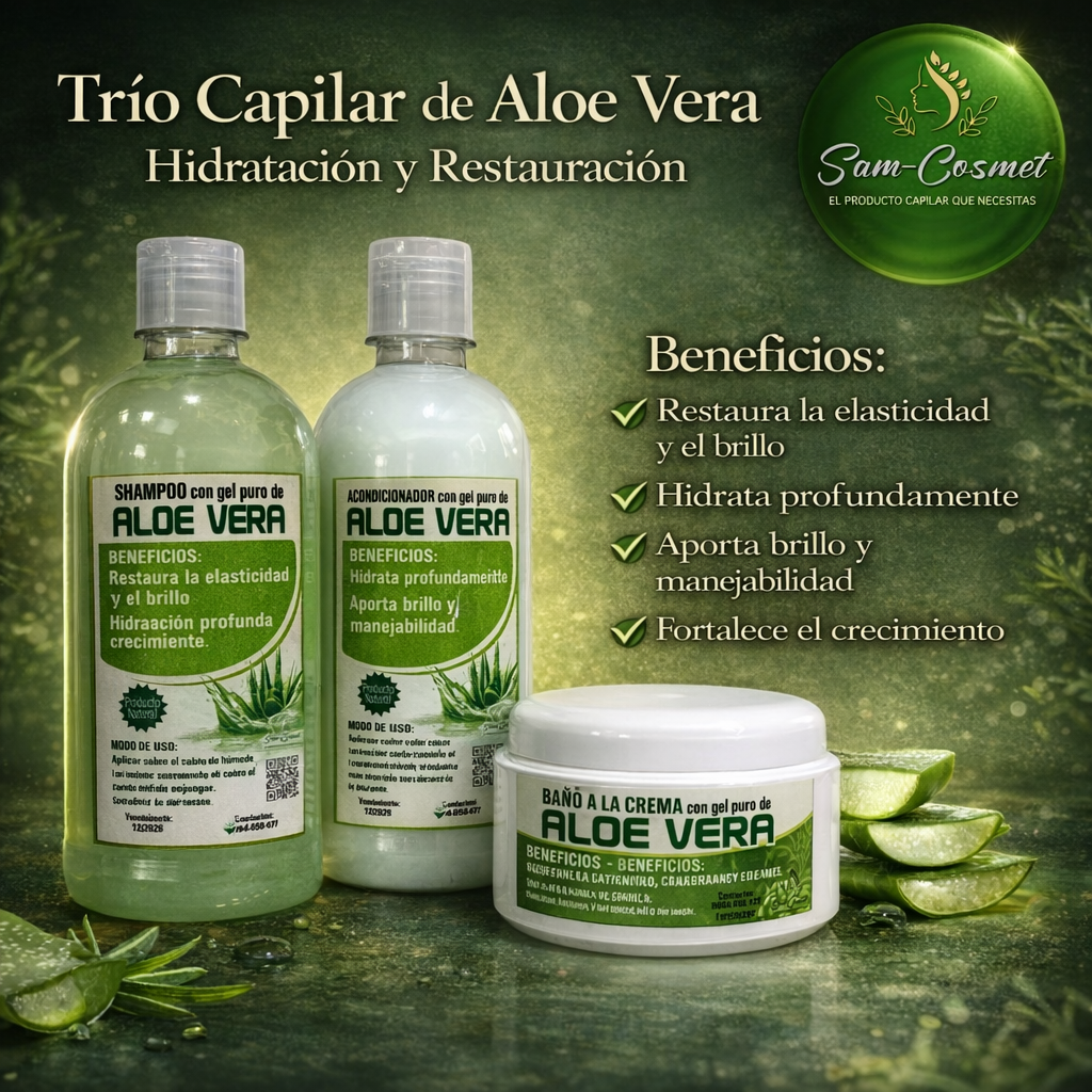 Trío Capilar de Aloe Vera – Hidratación y Restauración