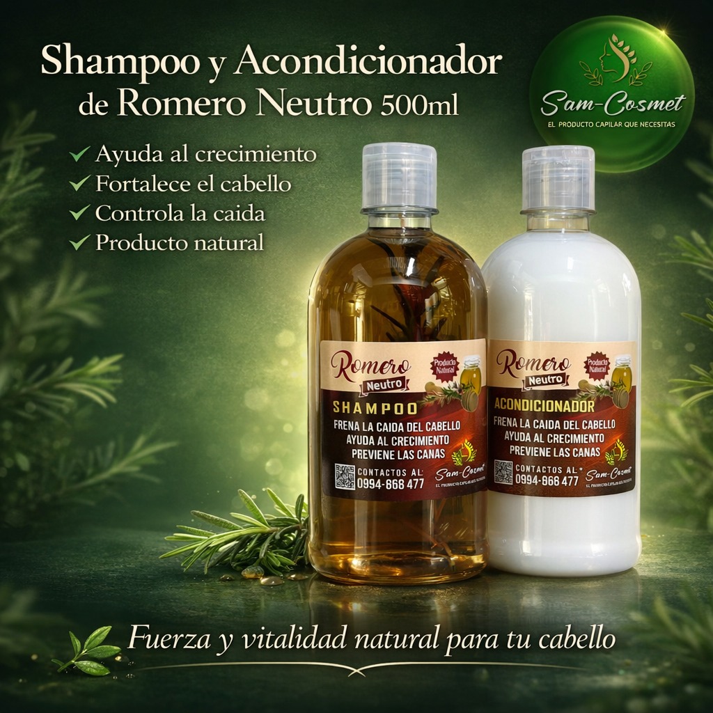 Shampoo y acondicionador de romero neutro 500ml