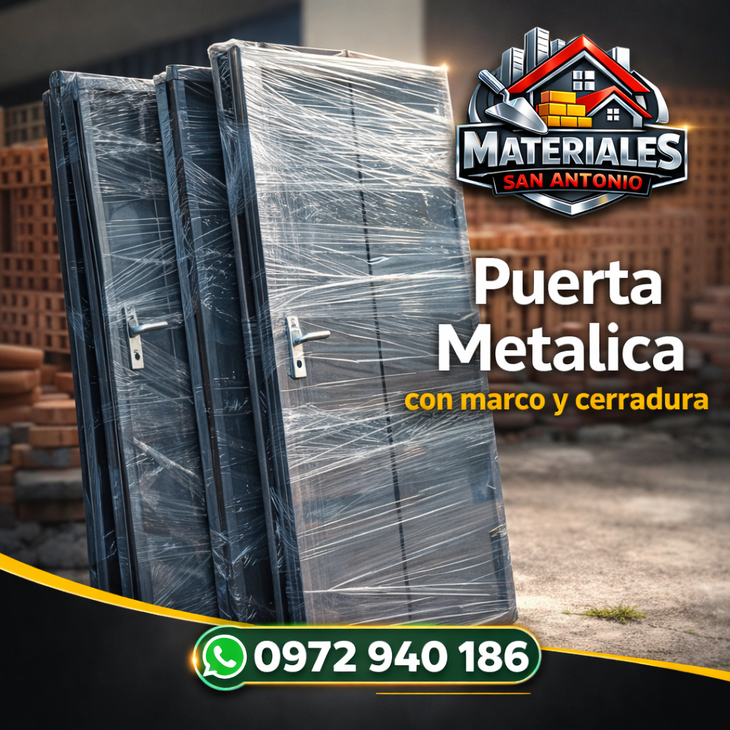 Puerta Metálica con marco y cerradura