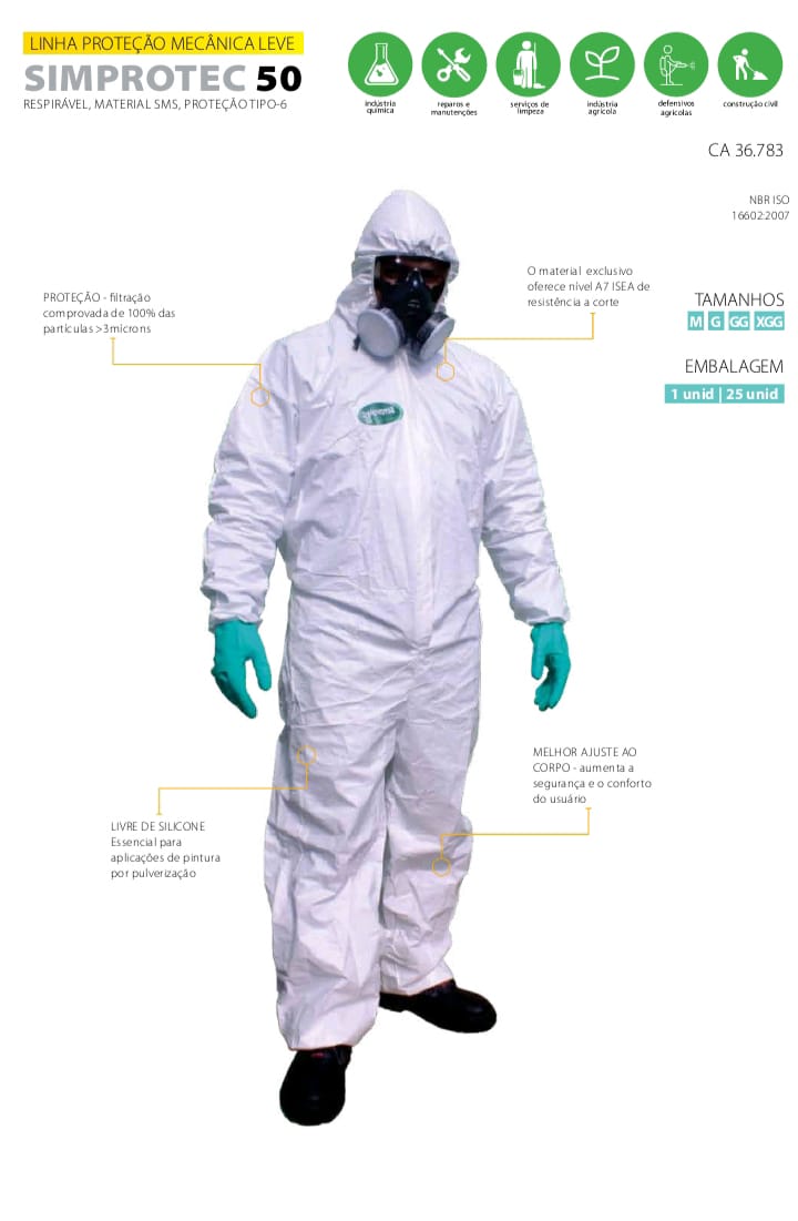 Overol de Protección SIMPROTEC 50 – Protección Mecánica Ligera Tipo 6