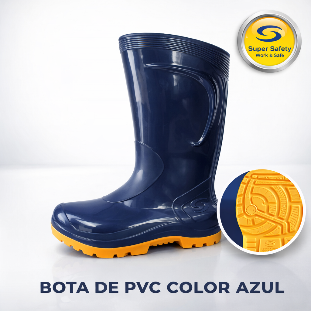 Bota de Seguridad PVC Azul Super Safety – Resistente y Antideslizante