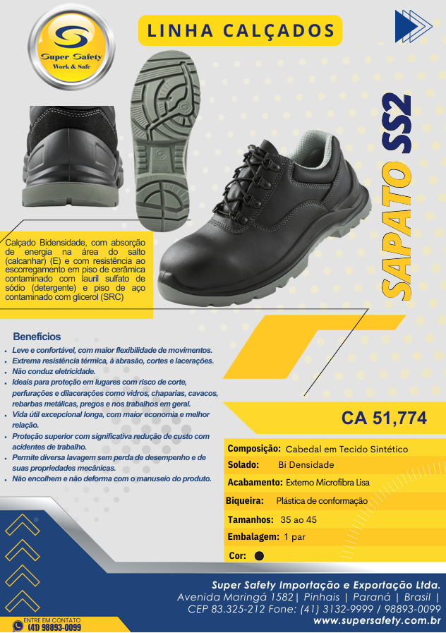 Calzado de Seguridad Sapato SS2 – CA 51.774