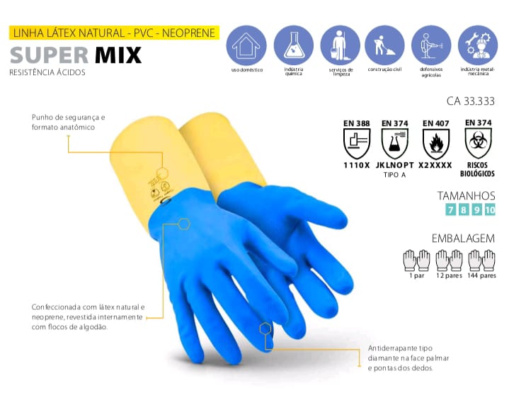 Guantes de Seguridad SUPER MIX Látex Natural + Neopreno