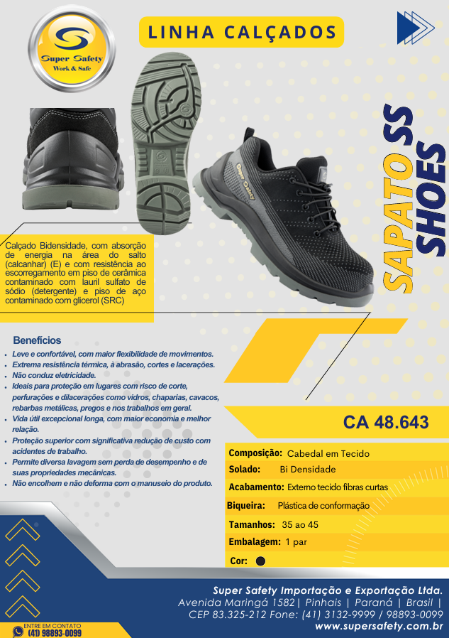 Calzado de Seguridad Sapato SS Shoes – CA 48.643