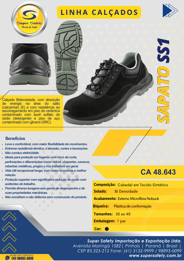 Calzado de Seguridad Sapato SS1 – CA 48.643