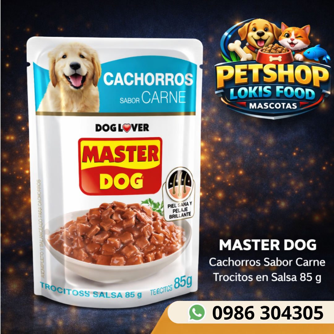 Alimento Húmedo para Perros Master Dog Cachorros Sabor Carne Trocitos en Salsa 85 g
