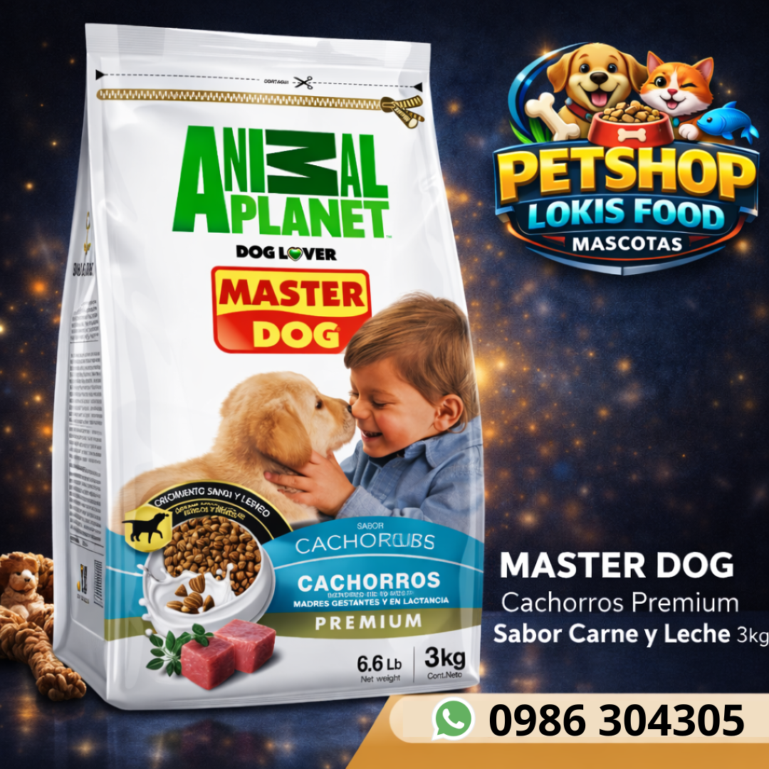 Alimento para Perros Master Dog Cachorros Premium Sabor Carne y Leche 3 kg