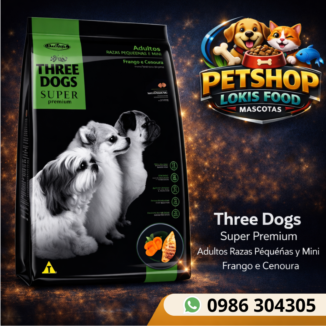 Alimento para Perros Three Dogs Super Premium Adultos Razas Pequeñas y Mini Pollo y Zanahoria