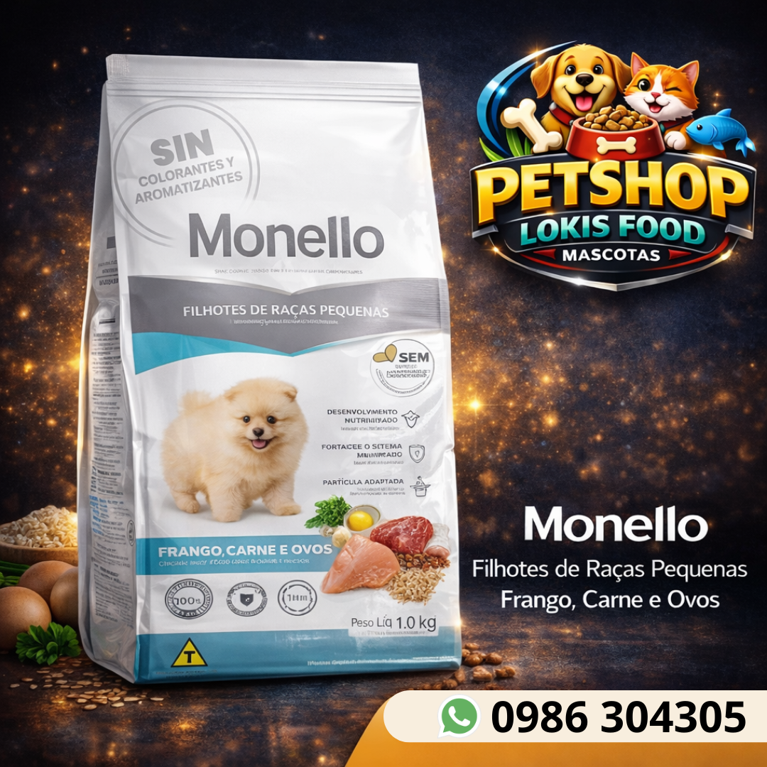 Alimento para Perros Monello Cachorros Razas Pequeñas Pollo, Carne y Huevos 1 kg