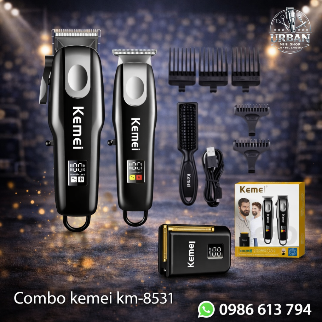 Combo Kemei KM-8531 – Kit Profesional de Corte + Afeitadora