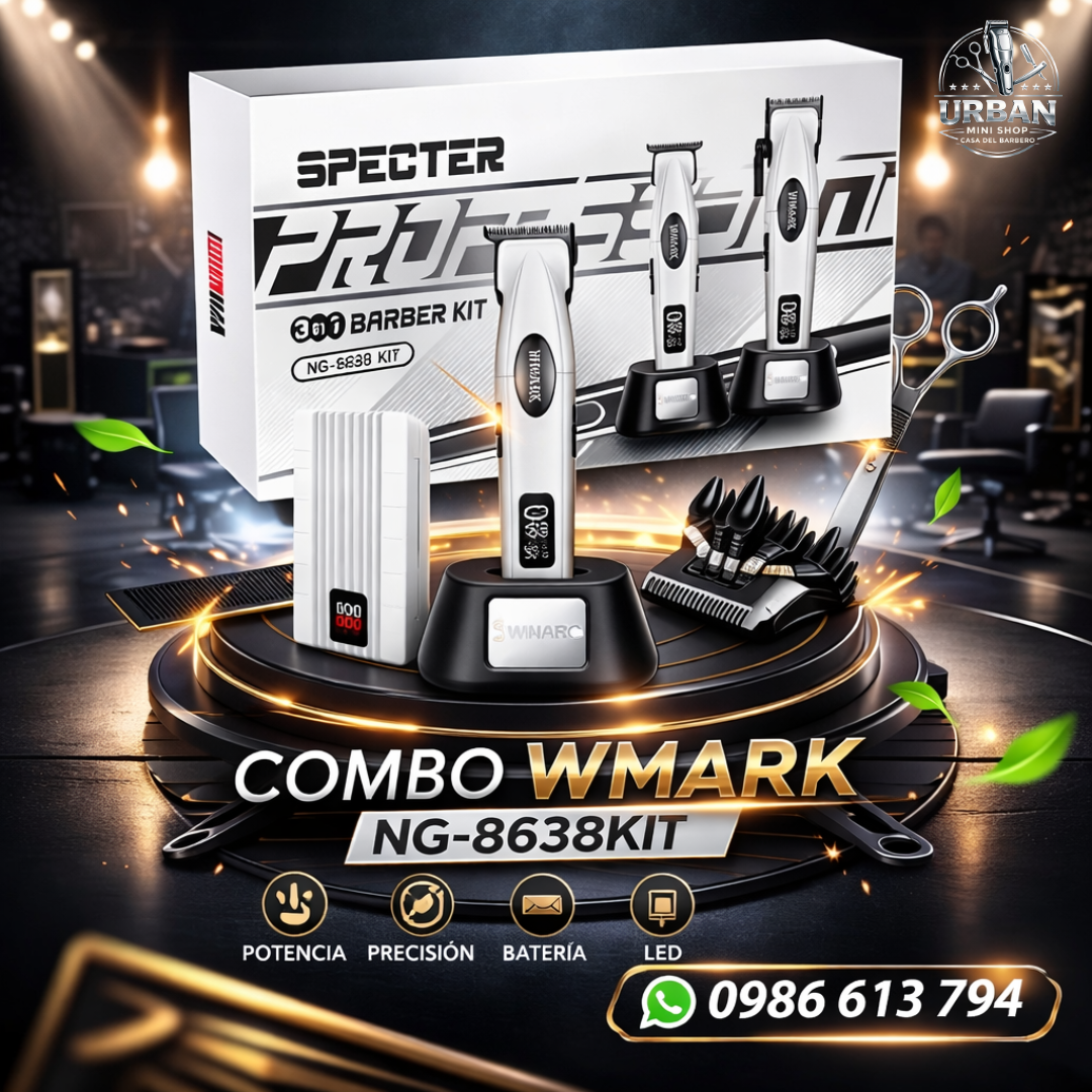 Combo Wmark NG-8638KIT – Kit Profesional Completo para Barbería