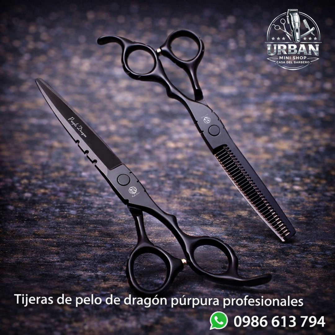 Tijeras Profesionales de Barbería “Dragón Púrpura” – Corte y Entresacado