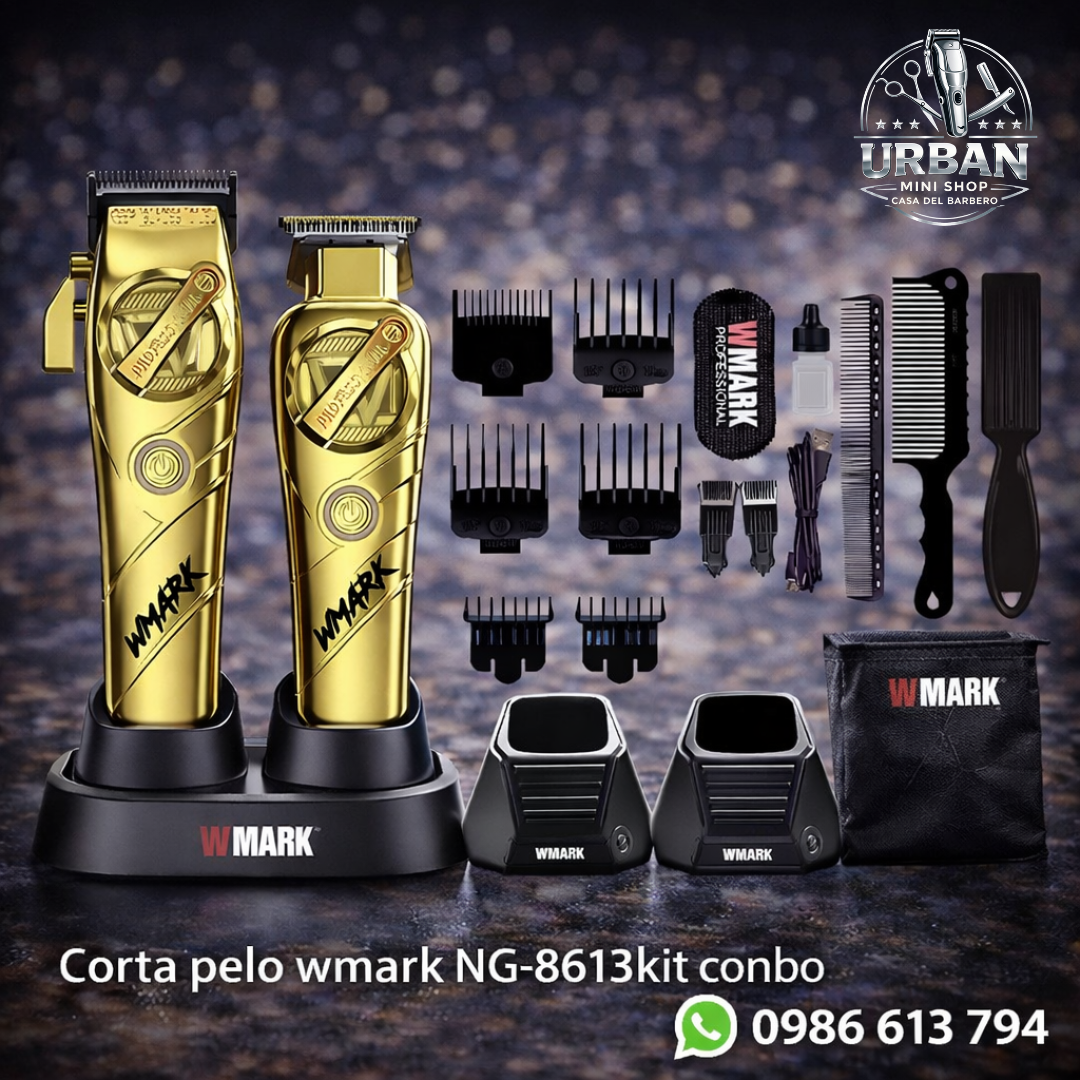 Combo Wmark NG-8613 Kit Premium – Máquina + Trimmer Profesional Dorado