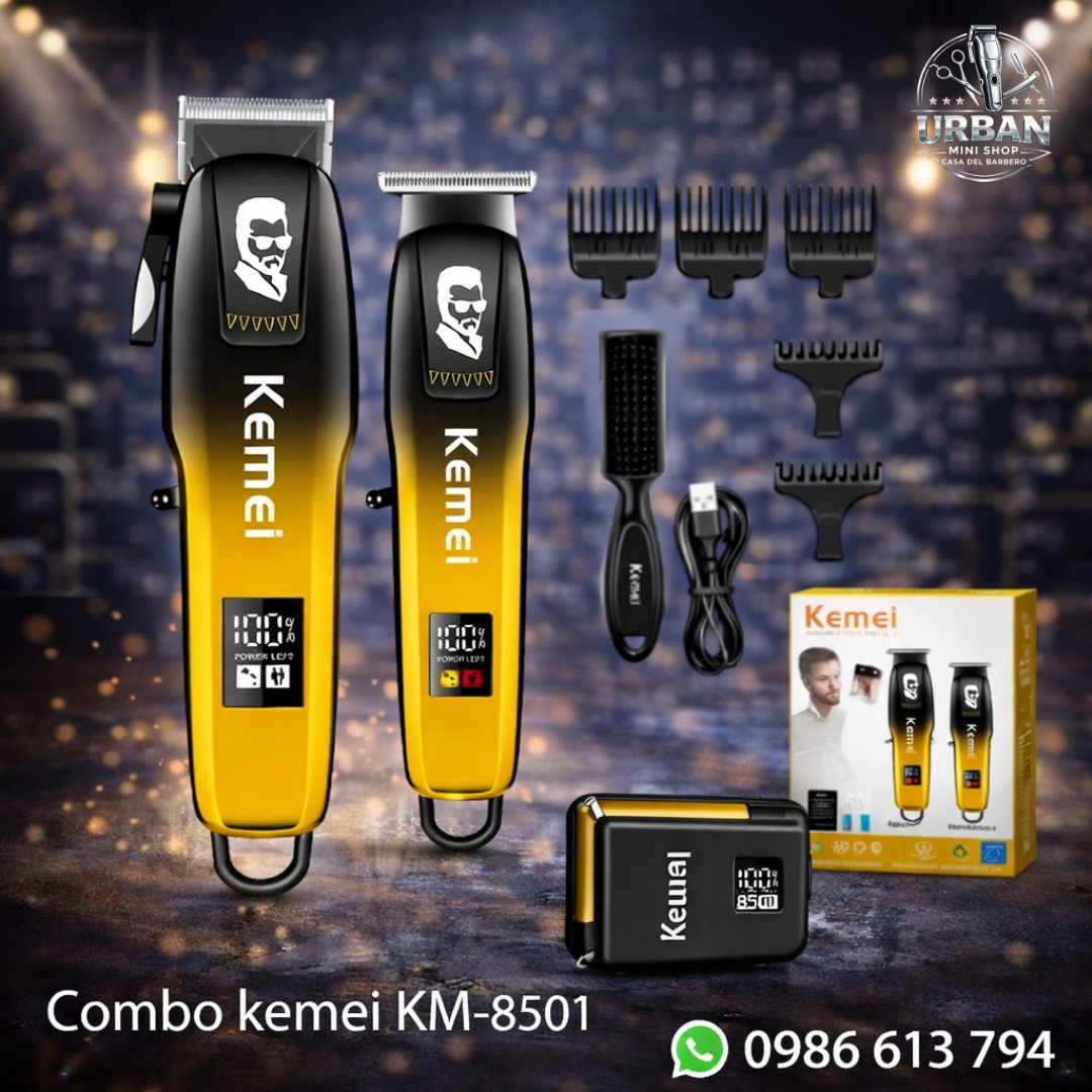 Combo Kemei KM-8501 – Kit Profesional Completo para Barbería