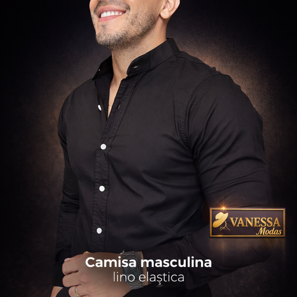 Camisa Masculina Lino Elástica Slim Fit – Elegancia y Comodidad Premium