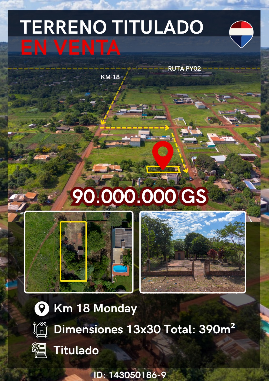 🏡 TERRENO EN VENTA – KM 18 MONDAY | MINGA GUAZÚ