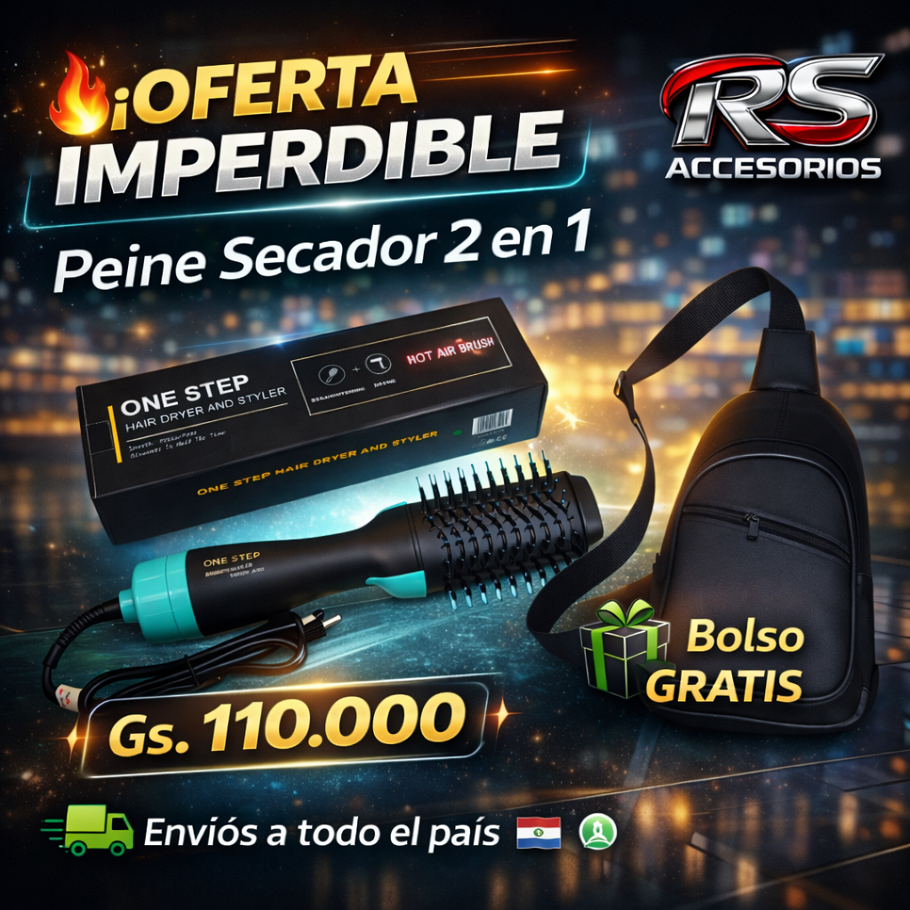 🔥 OFERTA IMPERDIBLE – Peine Secador 2 en 1 + Bolso GRATIS