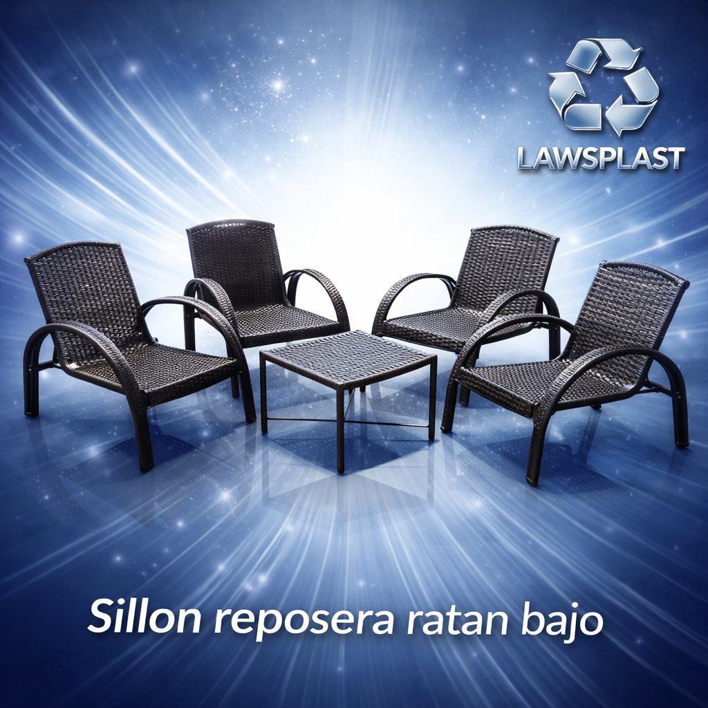 Juego de Sillones Reposera Ratán Bajo con Mesa – Elegante y Resistente