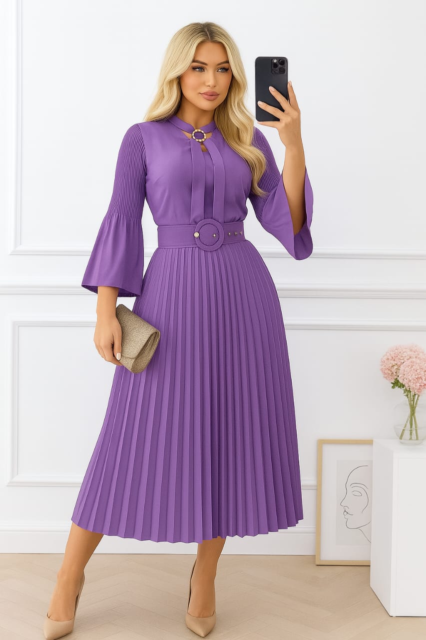 💜 Vestido Modesto Elegante en Tono Lila 💜