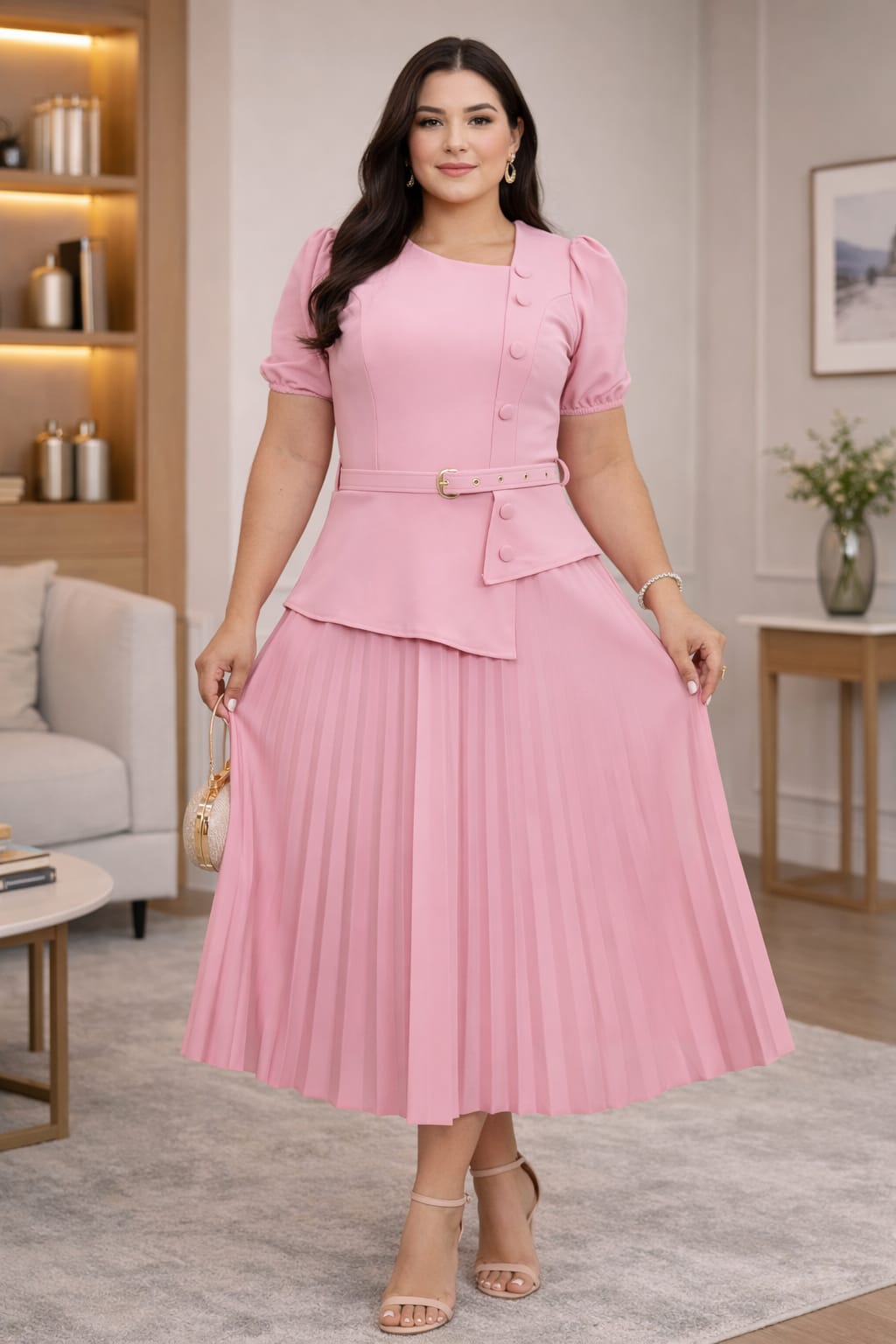 🌸 Vestido Modesto Elegante en Rosa 🌸