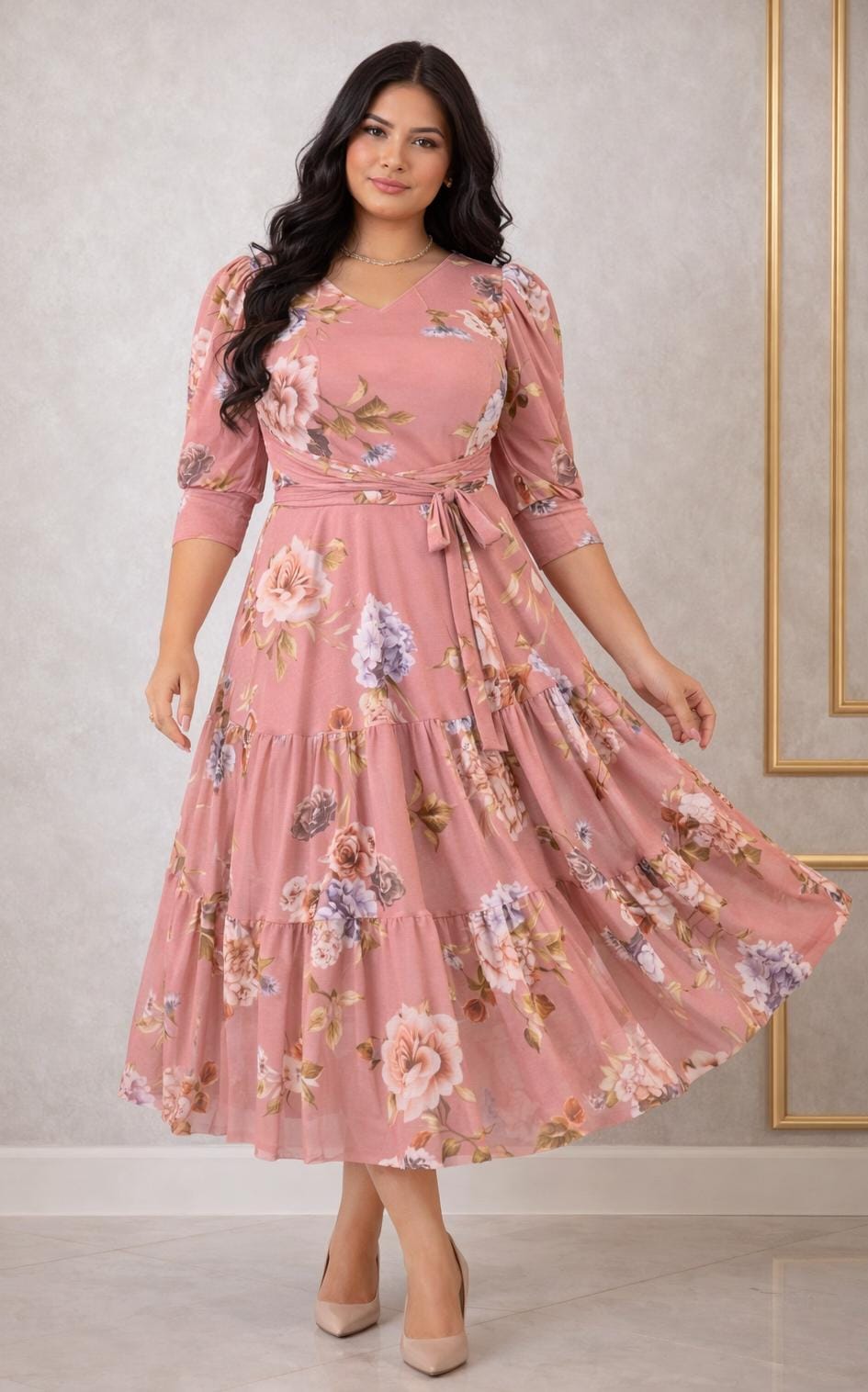 🌸 Vestido Modesto Floral Elegante 🌸