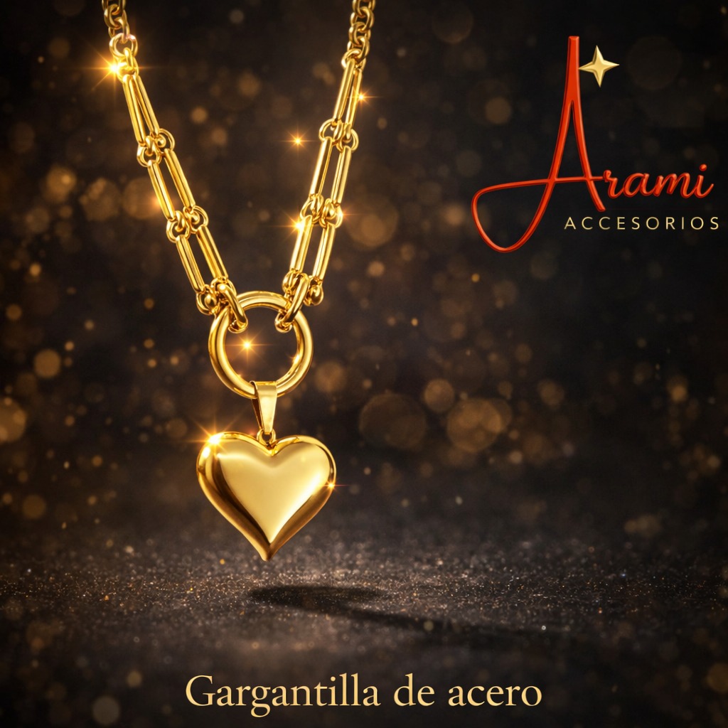 Gargantilla de Acero con Dije de Corazón Elegante