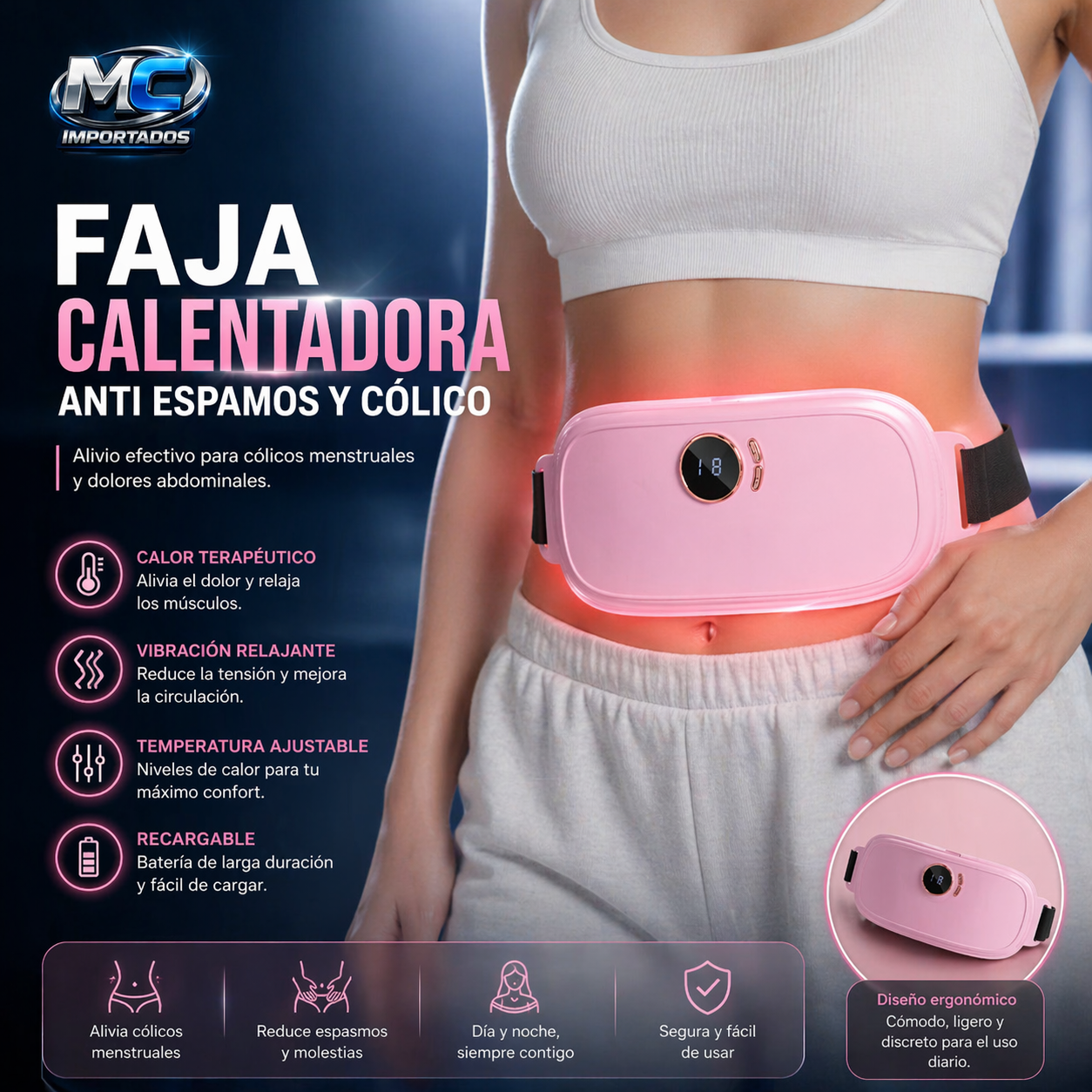 Faja Calentadora Anticólicos 💗 | Alivio Rápido con Calor Terapéutico