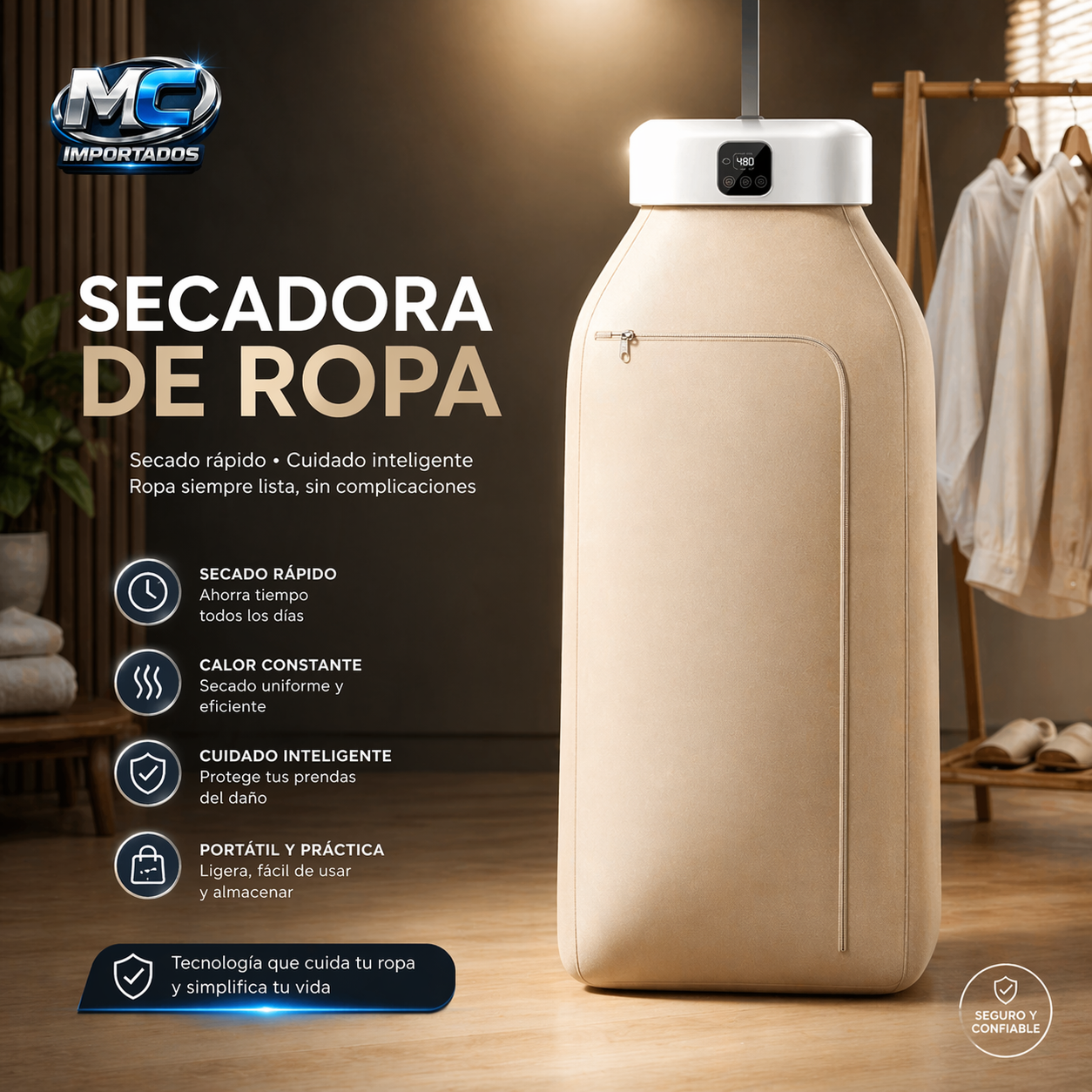 Secadora de Ropa Portátil 👕 | Secado Rápido y Cuidado Inteligente