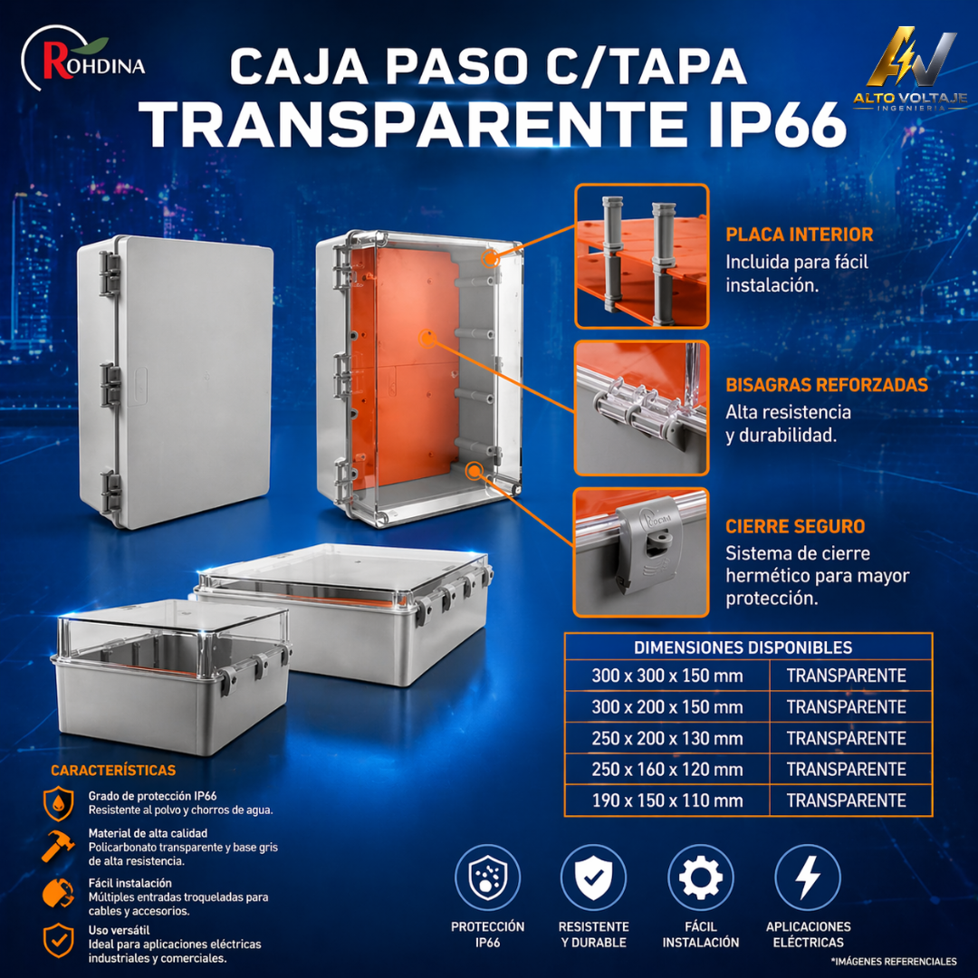 Caja de Paso Transparente IP66 con Tapa