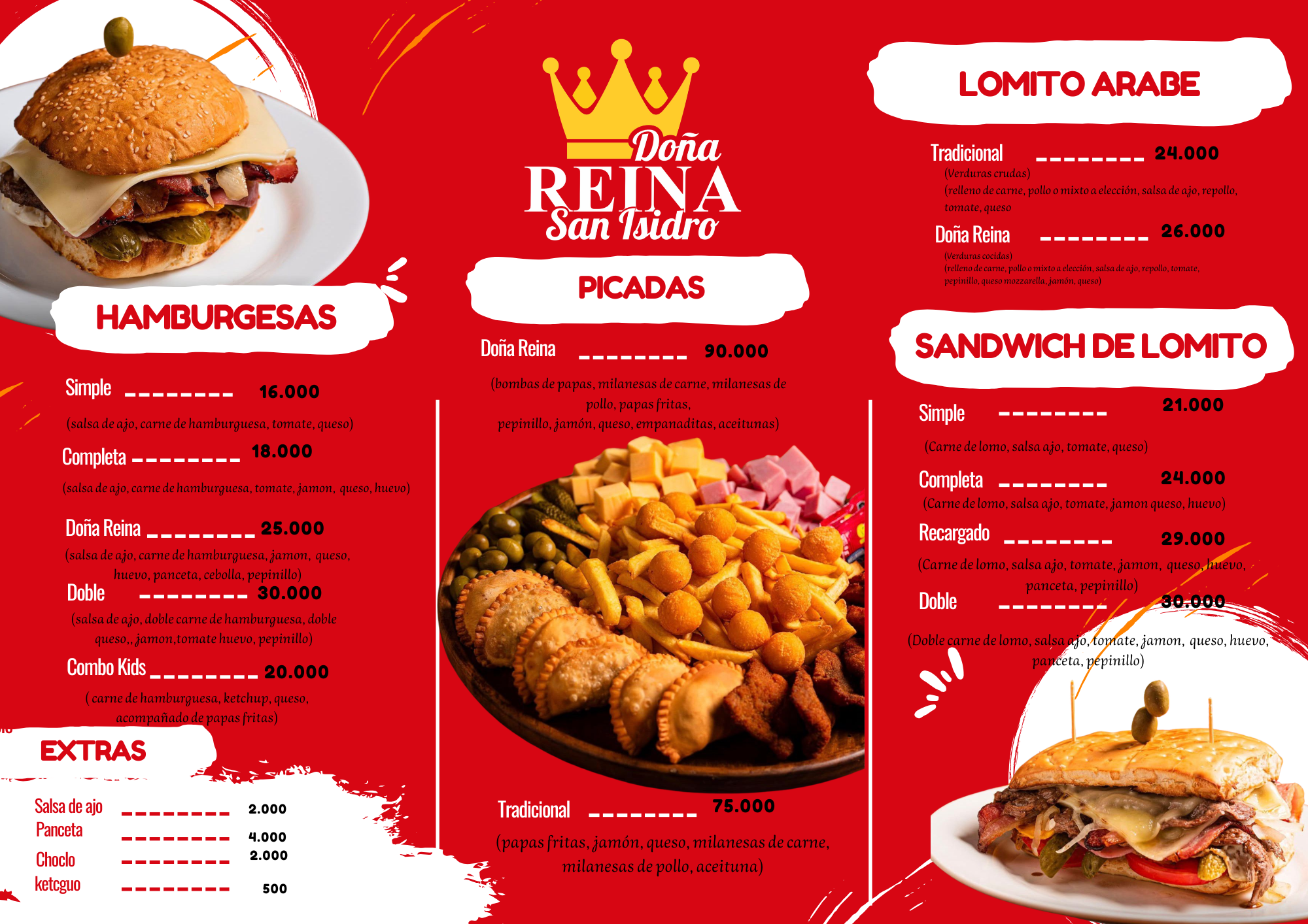 Carta de menu de DOÑA REINA SAN ISIDRO