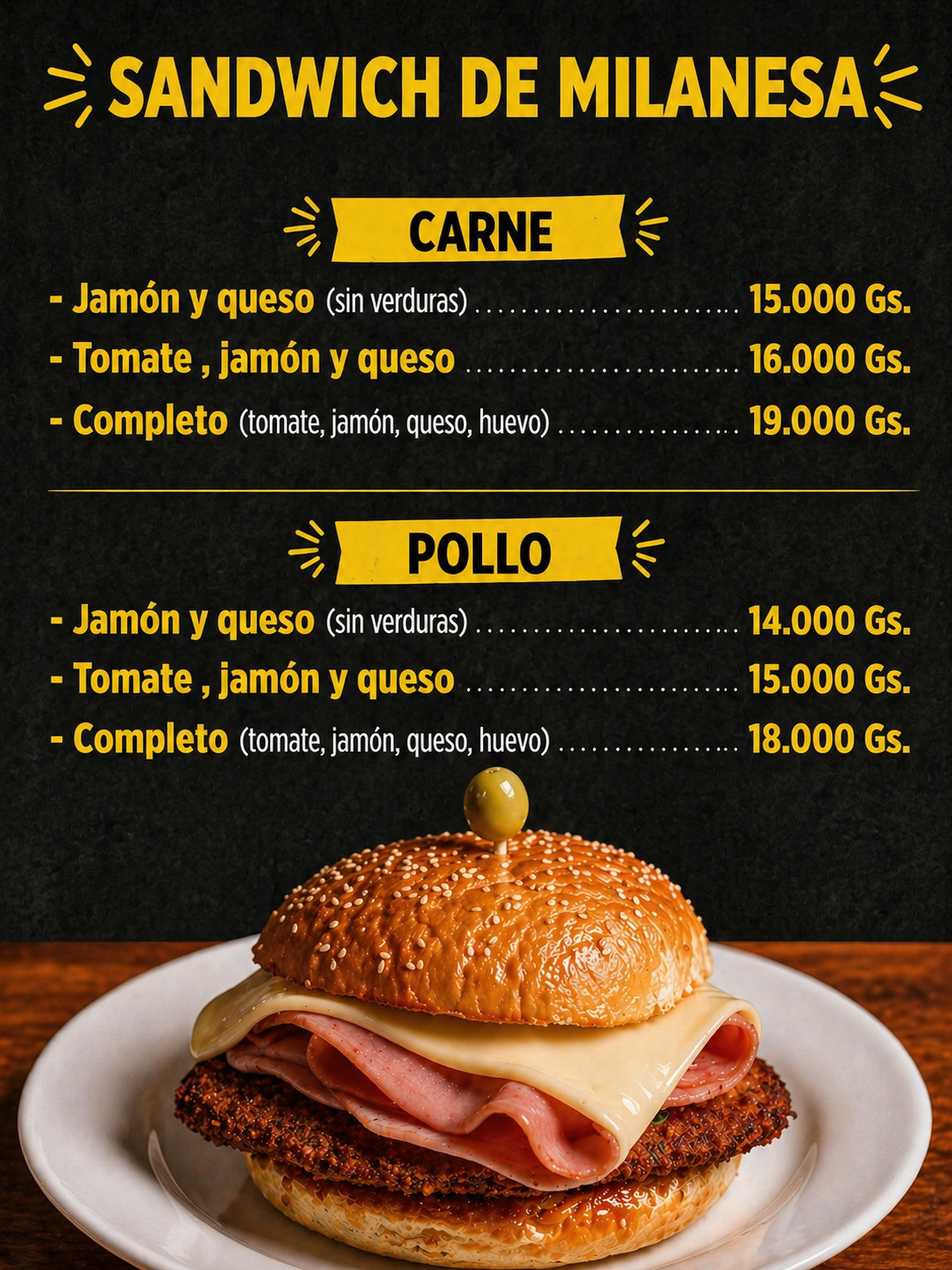 SANDWICH DE MILANESA DE CARNE O POLLO