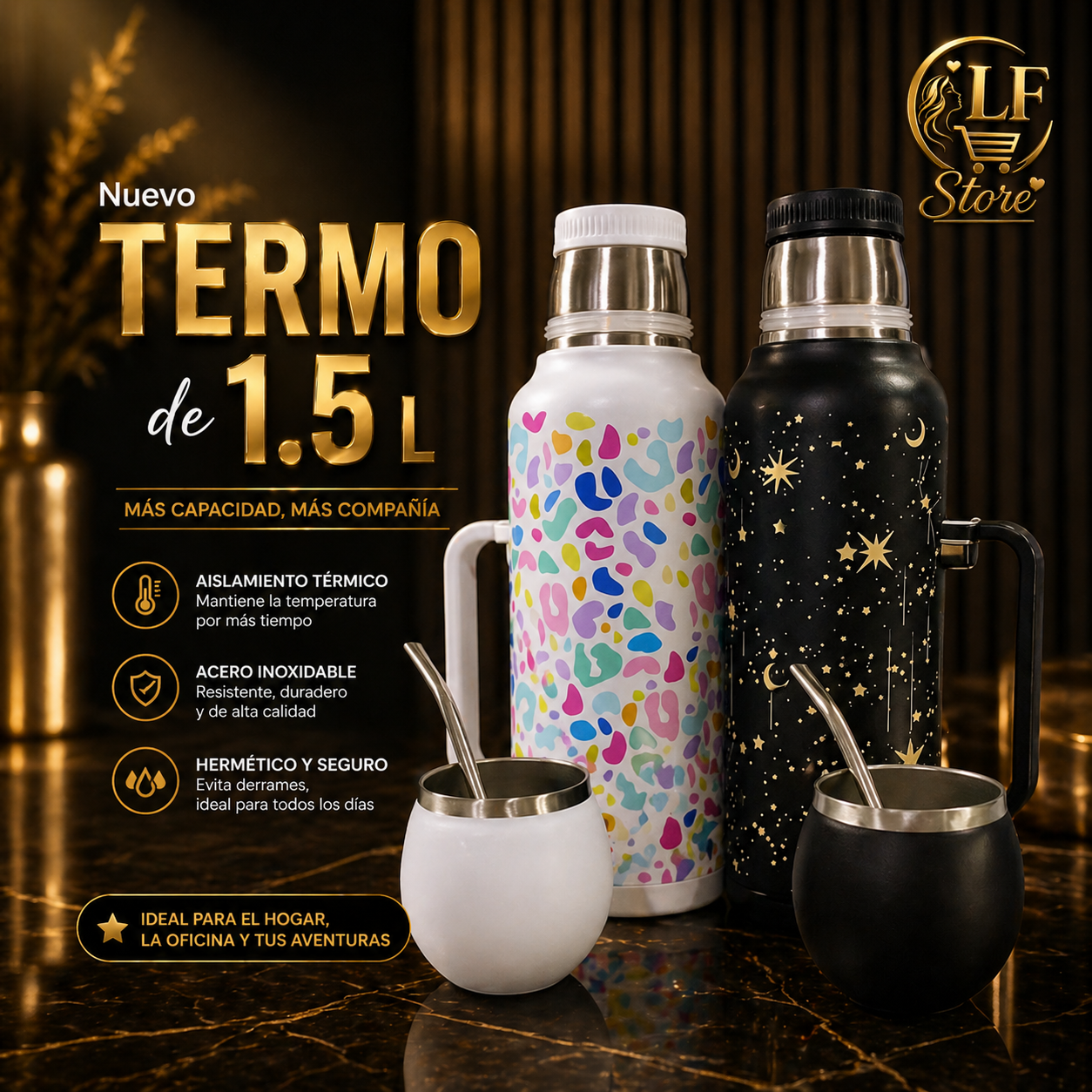 🔥 Termo 1.5 Litros – Más Capacidad, Más Estilo