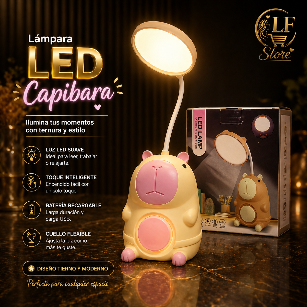 💡 Lámpara LED Capibara – Luz Tierna y Moderna
