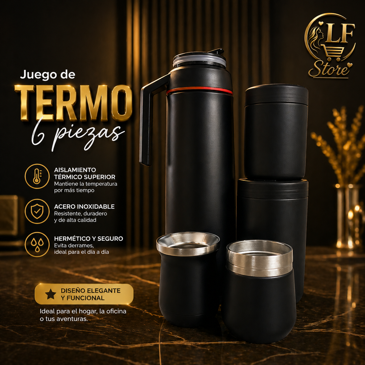 🔥 Juego de Termo 6 Piezas – Elegancia y Máximo Rendimiento