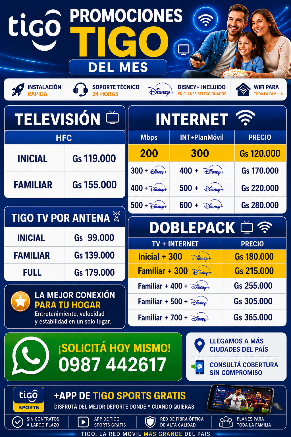 Promociones Tigo del Mes – Internet, TV y Doble Pack al Mejor Precio