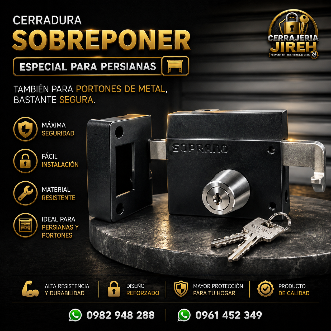 Cerradura Sobreponer para Persianas y Portones