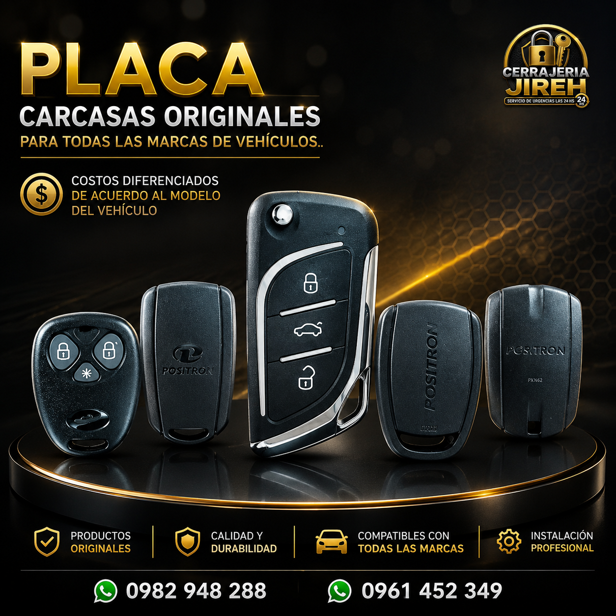 Placas y Carcasas Originales para Llaves de Vehículos