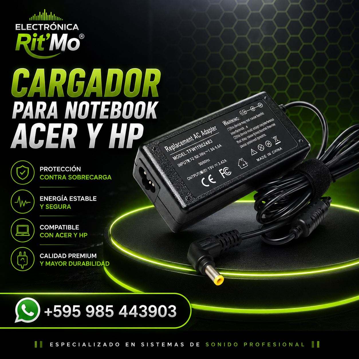Cargador para Notebook Acer y HP