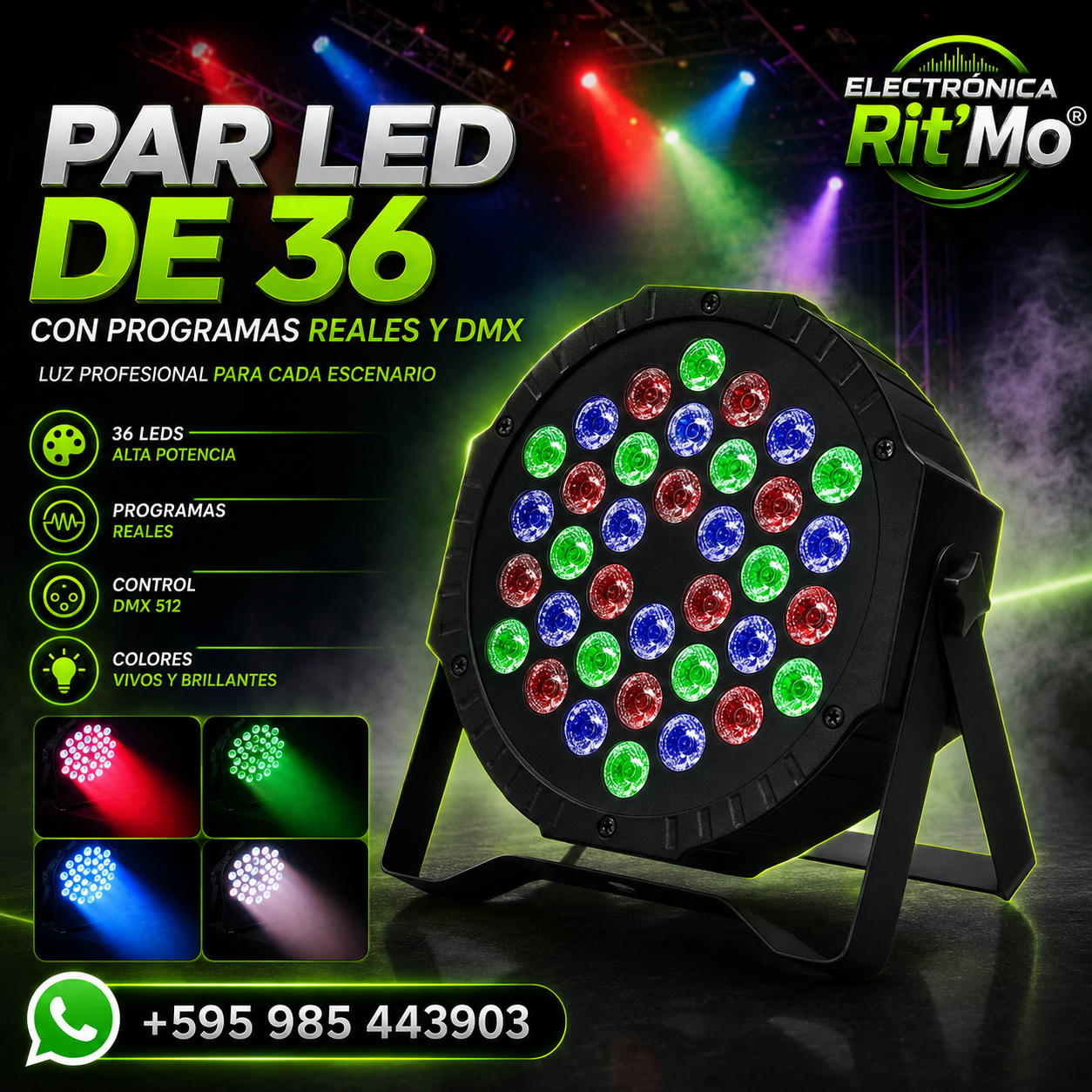 Par LED de 36 – Iluminación Profesional con DMX