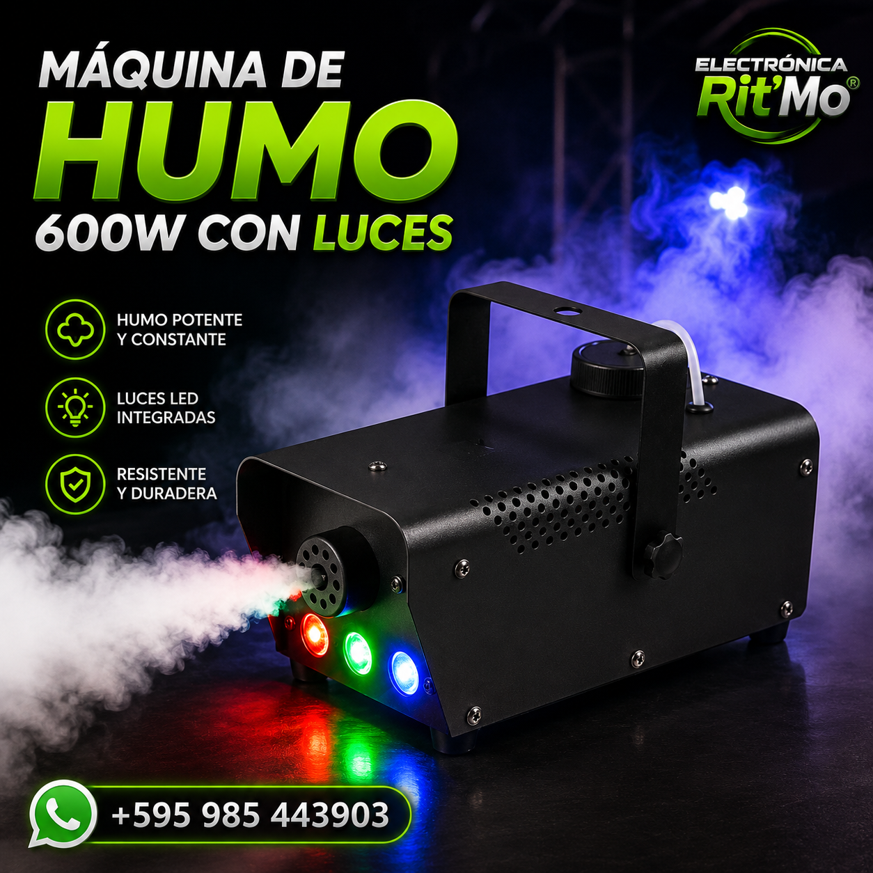 Máquina de Humo 600W con Luces LED