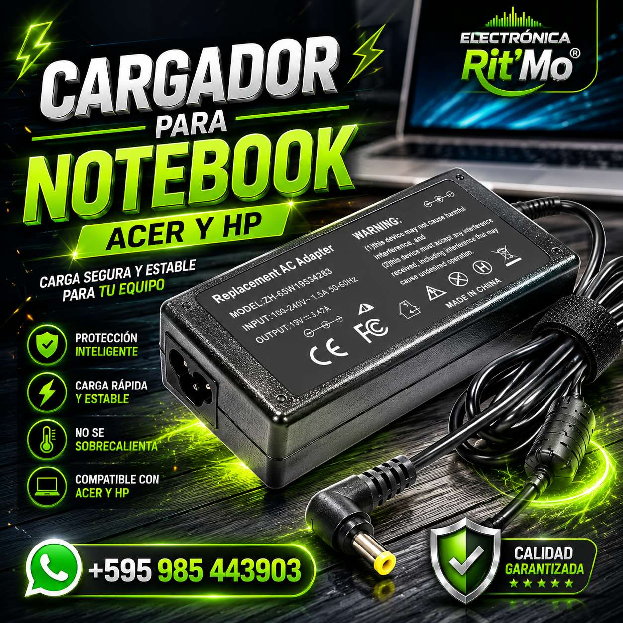 Cargador para Notebook Acer y HP