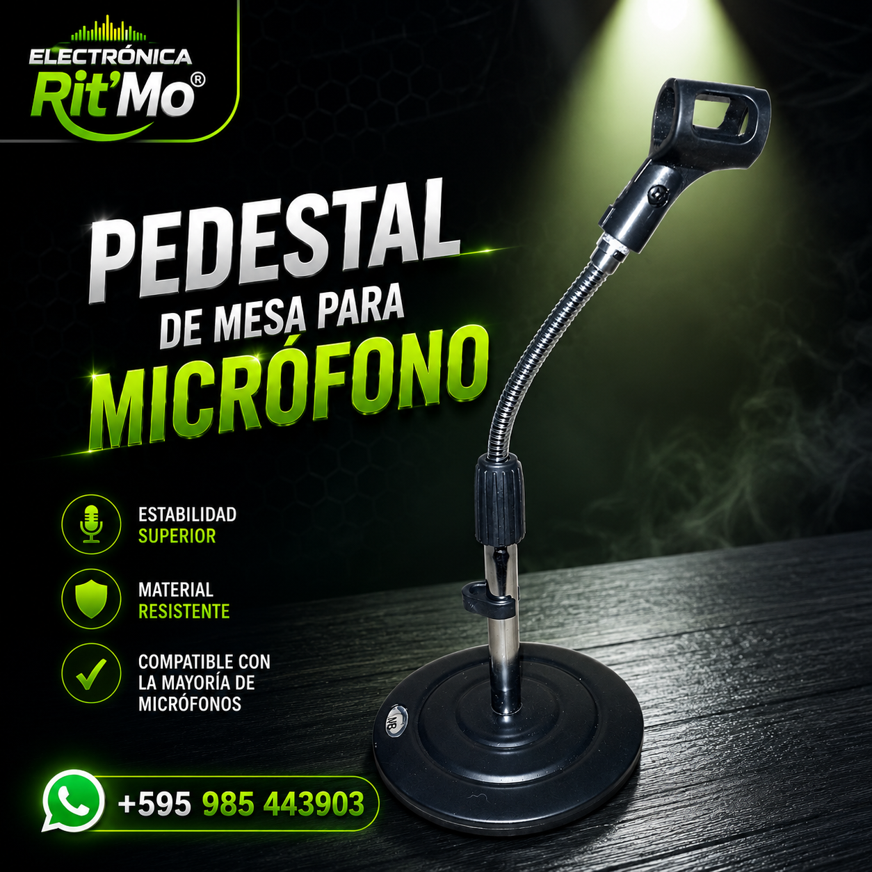 Pedestal de Mesa para Micrófono – Compacto y Resistente