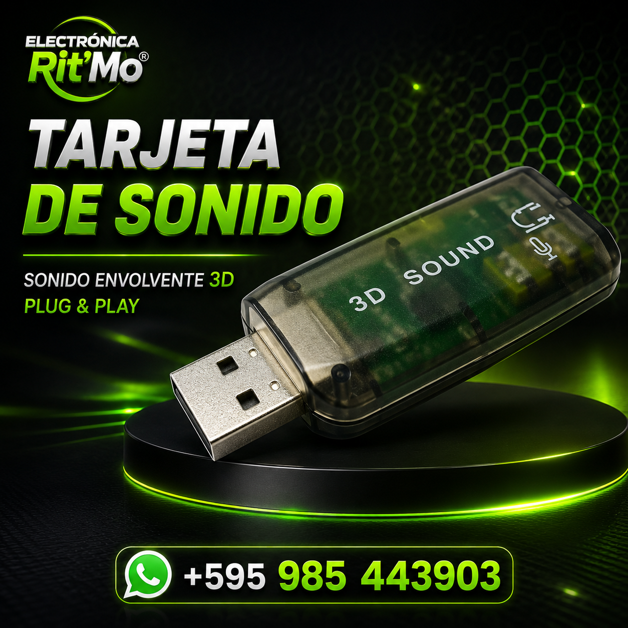 Tarjeta de Sonido USB – Audio 3D Plug & Play