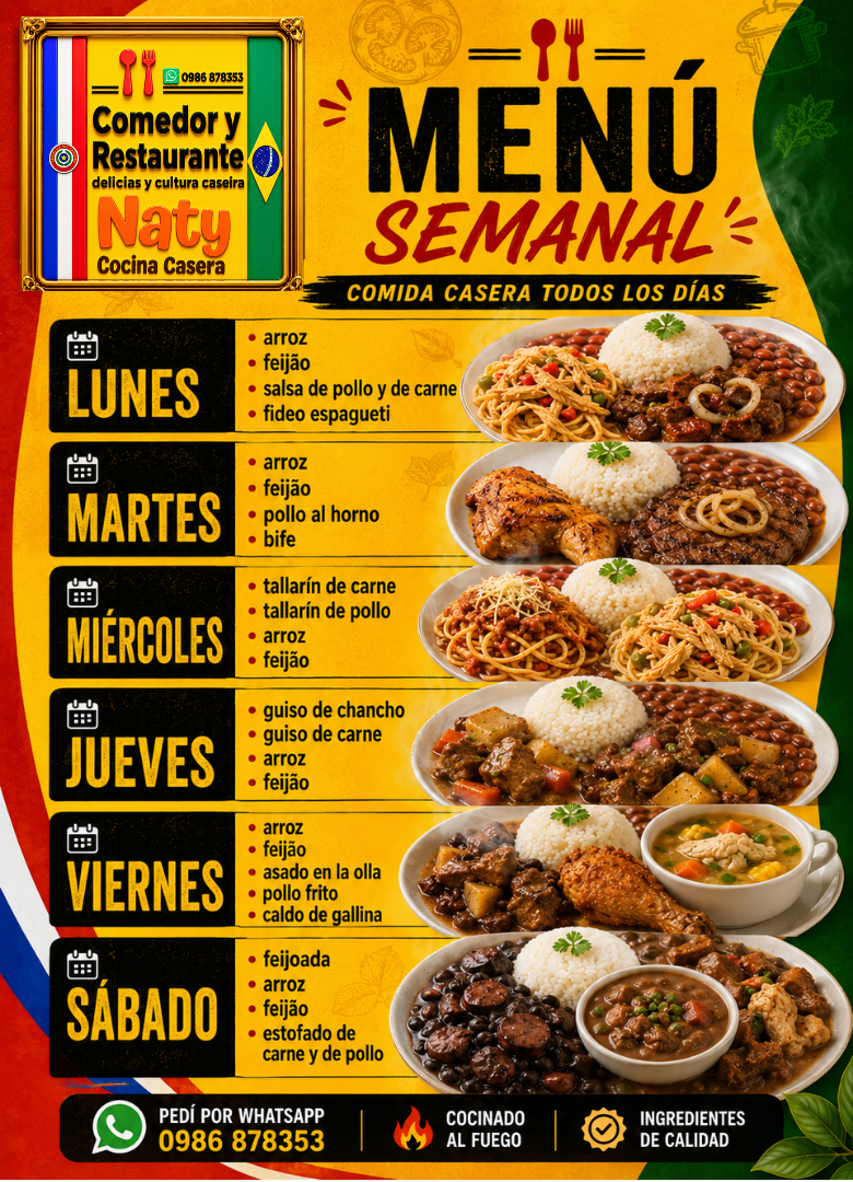 Menú Semanal – Comida Casera Todos los Días