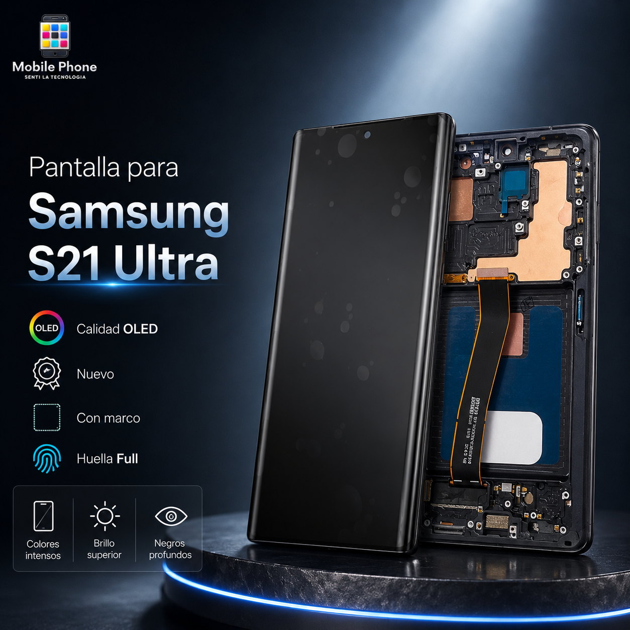 Pantalla Samsung S21 Ultra OLED – Con Marco y Huella Full