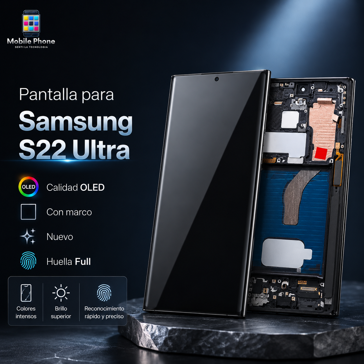 Pantalla Samsung S22 Ultra OLED – Con Marco y Huella Full