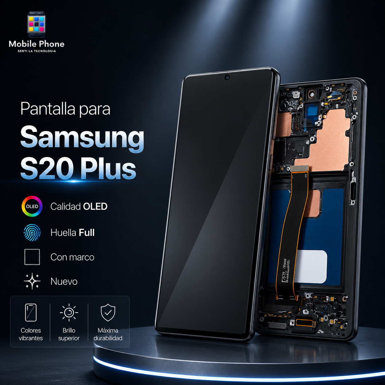 Pantalla Samsung S20 Plus OLED – Con Marco y Huella Full